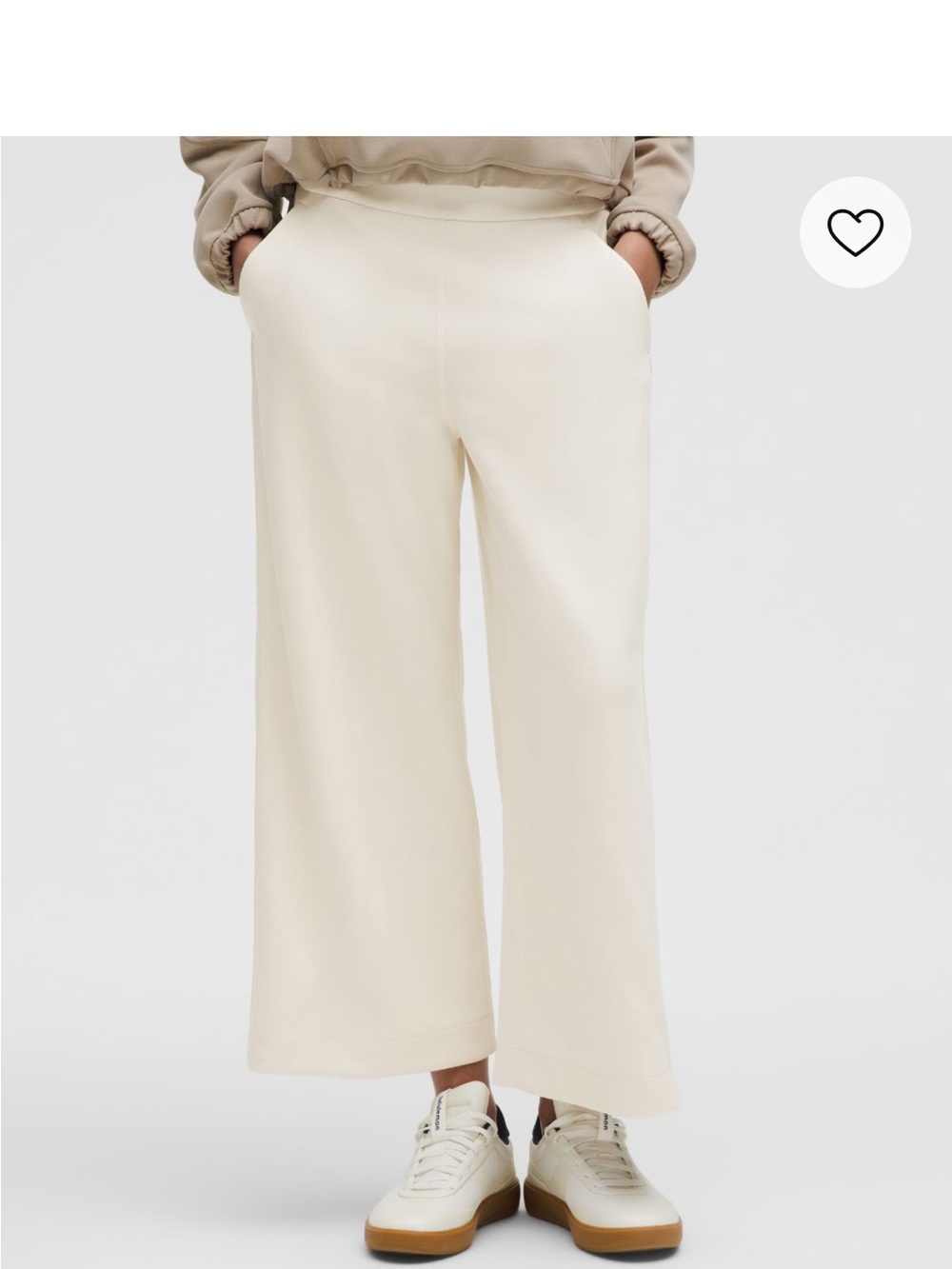 Lululemon- Women’s Light Ivory High Rise Wide Leg Cropped Pants, size XS